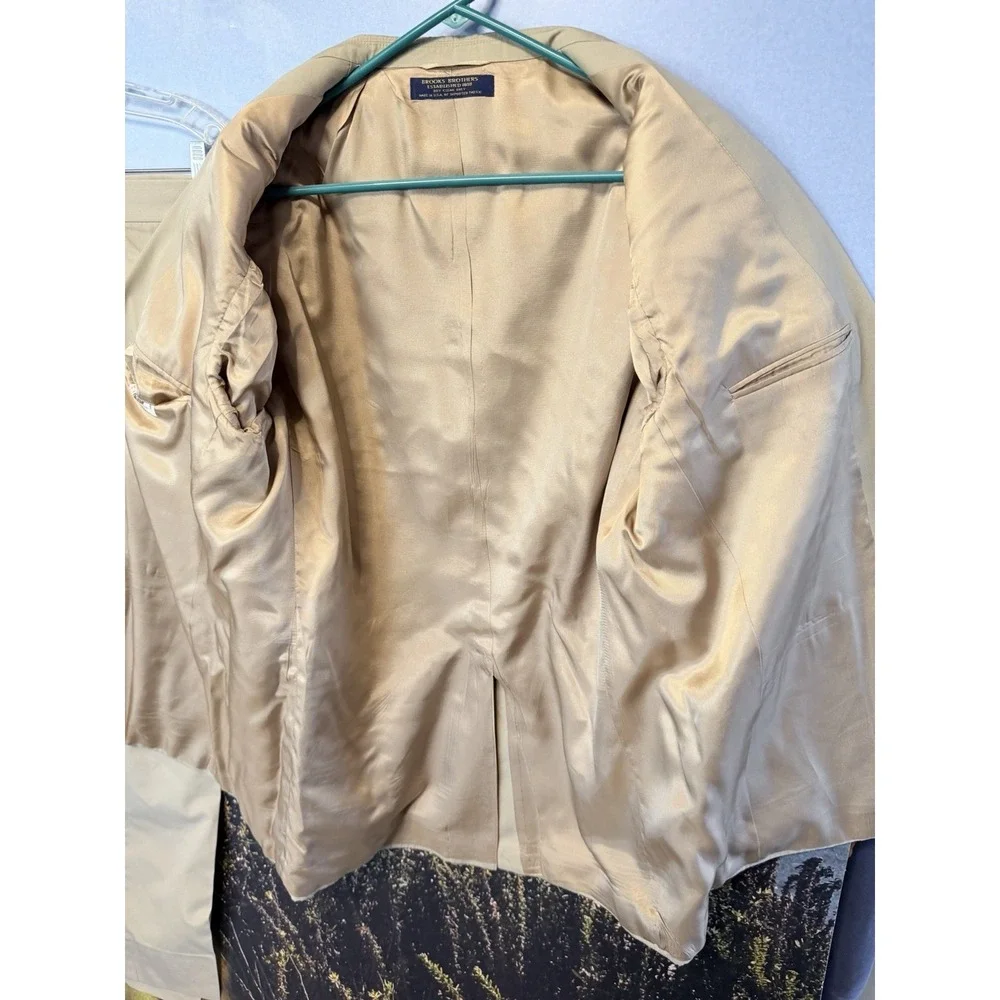 Vintage Brooks Brothers 2 PC Suit Khaki Chino Beige Tan 40x30 2XL